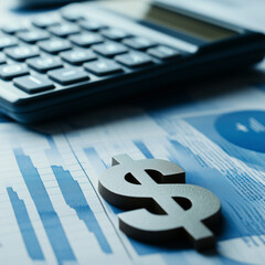 Fototapeta premium Calculator and dollar symbol on financial documents