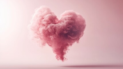 Heart Shaped Pink Smoke Cloud on Soft Background