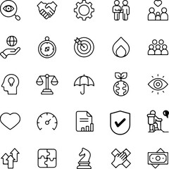 outline icons related to focus, concentration. Linear icon collection.eps