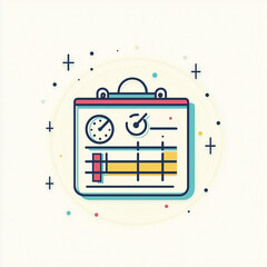 Obraz premium Colorful visual calendar with clock and charts