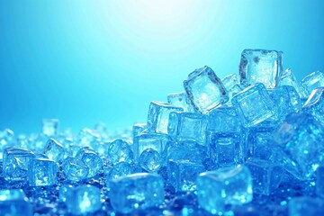 Refreshing Crushed Ice Patterns with Transparent Details on a Cool Blue Background