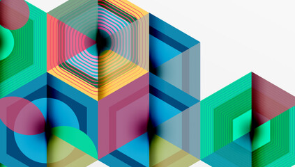 Hexagons, diamonds pattern. Geometric repeating hexagon background