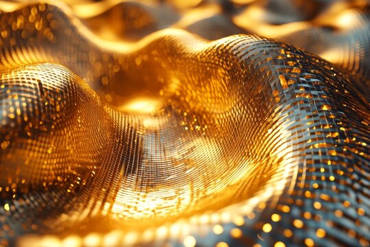 Abstract gold grids, layered design, 3d render, Generative AI