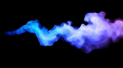 Colorful Smoke Waves Flowing in Blue and Purple Against Black Background