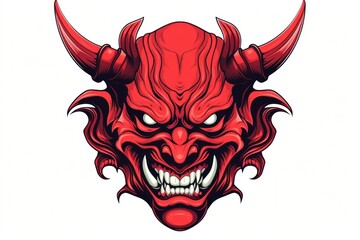 Japanese Demon Oni Mask Logo Design vector illustration mask representation creativity.