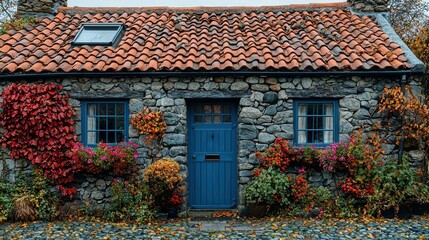 Charming Stone Cottage in Autumn