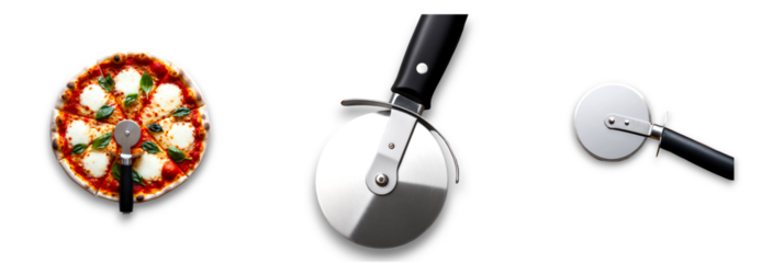 Isolated pizza cutter on transparent background ready for food preparation
