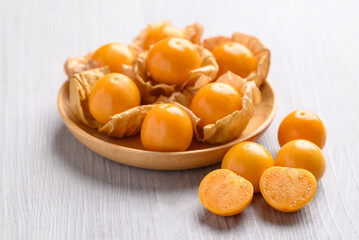 Cape gooseberry, Golden berry (Physalis peruviana) on white background, Healthy fruit