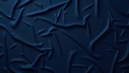 Fototapeta premium Draped dark blue fabric with soft folds and shadows creating a luxurious texture.