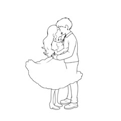 bride and groom in wedding dress