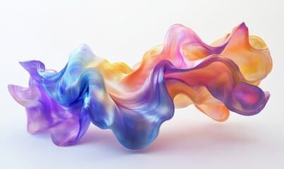 Obraz premium Abstract colorful waves, iridescent design, 3d render, Generative AI