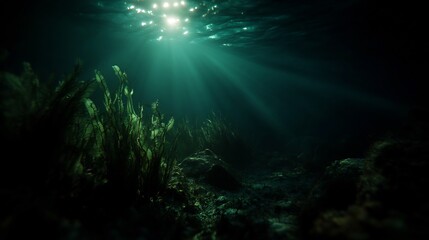 Submerged Serenity: An Underwater Realm of Light and Shadow