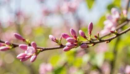 Obraz premium Budding lilac flowers blooming in garden, springtime beauty