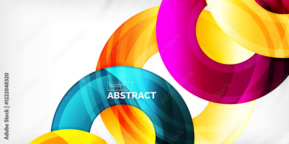 Poster bright colorful circles with light effects. abstract background