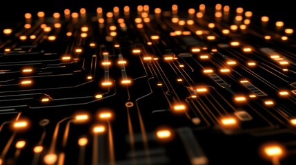 Fototapeta premium Abstract technology background with hi-tech digital data, futuristic network connections, and glowing binary code elements