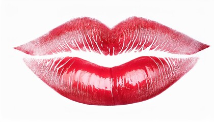 Red Lips Isolated on White Background