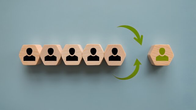 New members or employees join social groups, teams, or companies. Hiring, fill a vacancy concept