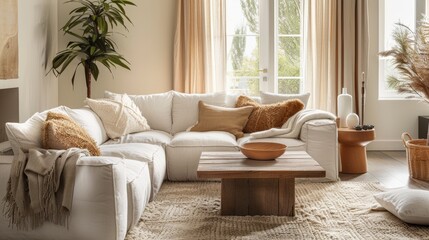 Cozy Living Room Oasis with Modular Sofa and Elegant Decor