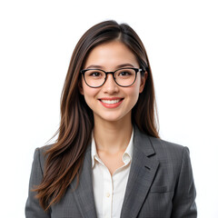 confident businesswoman on white background 