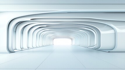 Obraz premium Futuristic White Tunnel Architecture: A Modern 3D Rendering