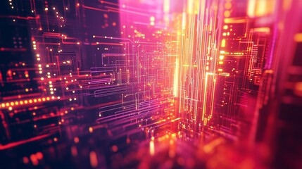 Obraz premium Close-up view of a futuristic technology circuit board with intricate wiring and glowing elements, symbolizing advanced communication and digital innovation, ideal for tech-related themes and modern d