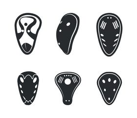 Gloves Clip Art Vector Isolated Collection, Cricket Gloves Silhouette Icon Set, Professional Cricket Gloves Equipment Set.