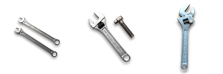 Fototapeta premium Adjustable wrench in various angles, isolated on transparent background