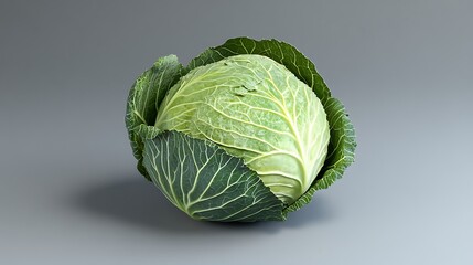 Fototapeta premium Cabbage on a grey background. Minimalistic still life.