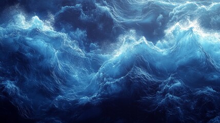 Abstract blue waves, fluid design, 3d render, Generative AI