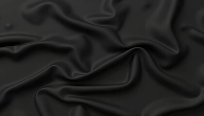 Fototapeta premium Draped black fabric with soft folds and subtle light reflections. Elegant texture and luxurious feel. Perfect for backgrounds or design elements.