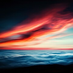 Obraz premium Fiery Sunset over Cloudscape Dramatic Sky Nature Background