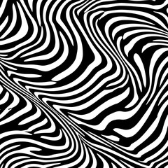 black and white abstract warped vector stripes pattern background
