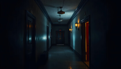 Dark Hotel Corridor Stock Photo Spooky Eerie Atmosphere