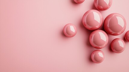 Pink Glossy Spheres on Soft Pink Background