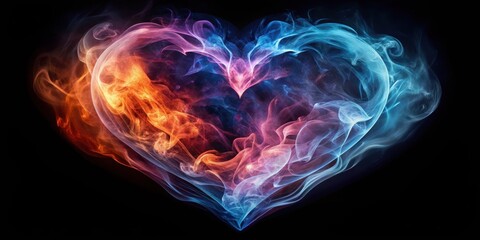 Fototapeta premium Abstract Heart Shaped Smoke Design with Cool and Warm Tones