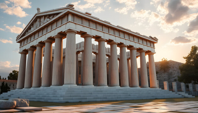 Majestic Greek Temple Sunset Landscape Photography