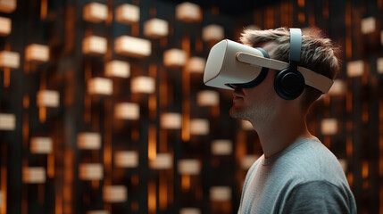 Experiencing virtual reality in a modern exhibition space