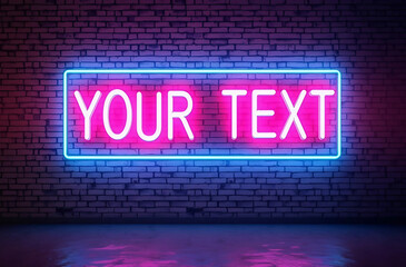 Obraz premium Custom Neon Sign on Brick Wall – Vibrant Cyberpunk Aesthetic Artwork