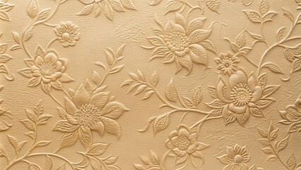 Elegant Embossed Floral Pattern on a Light Beige Surface