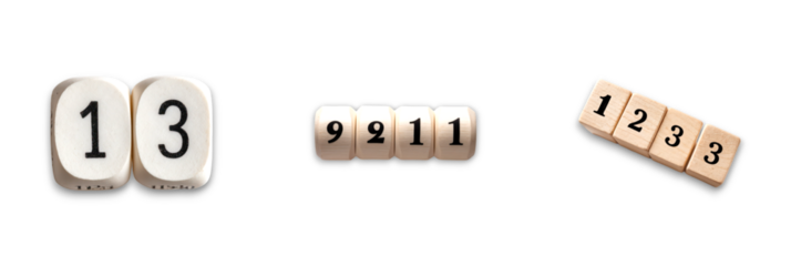 Isolated numbers on transparent background displaying counting values