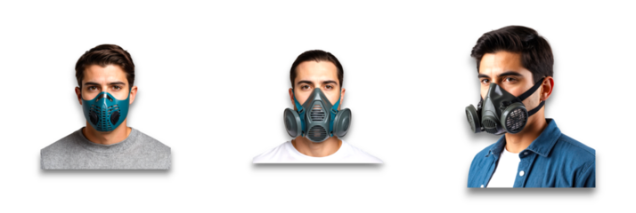 Isolated masks on transparent background for safety and protection