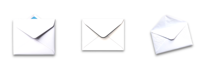 A collection of envelopes isolated on a transparent background