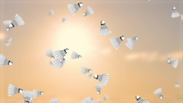 Shuttlecocks Soaring Against Sunset Sky