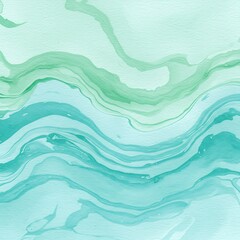 Fototapeta premium ocean watercolor marble texture cool light teal green sea background wavy abstract swirl backdrop 