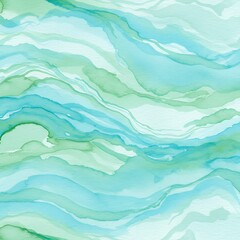 Fototapeta premium ocean watercolor marble texture cool light teal green sea background wavy abstract swirl backdrop 