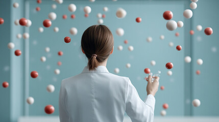 Scientist conducting research with molecular models