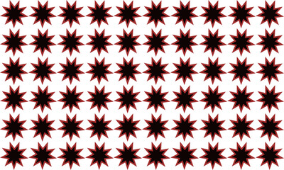 Abstract Seamless geometric pattern with red and black stars on white background. Flower and star, repeat star pattern design for fabric printing repeat pattern, checkerboard, chessboard