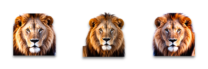 Majestic lion head on a transparent background, isolated for emphasis