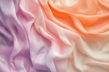 Fototapeta premium Soft, flowing silk fabric in pastel colors, showcasing gentle waves and gradients for textile use
