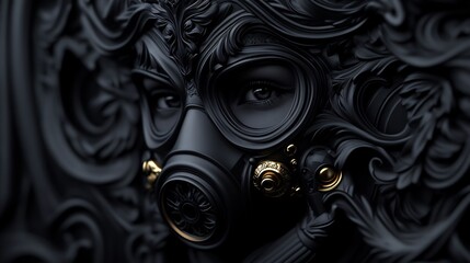 Black Baroque Gas Mask: A Digital Art Masterpiece